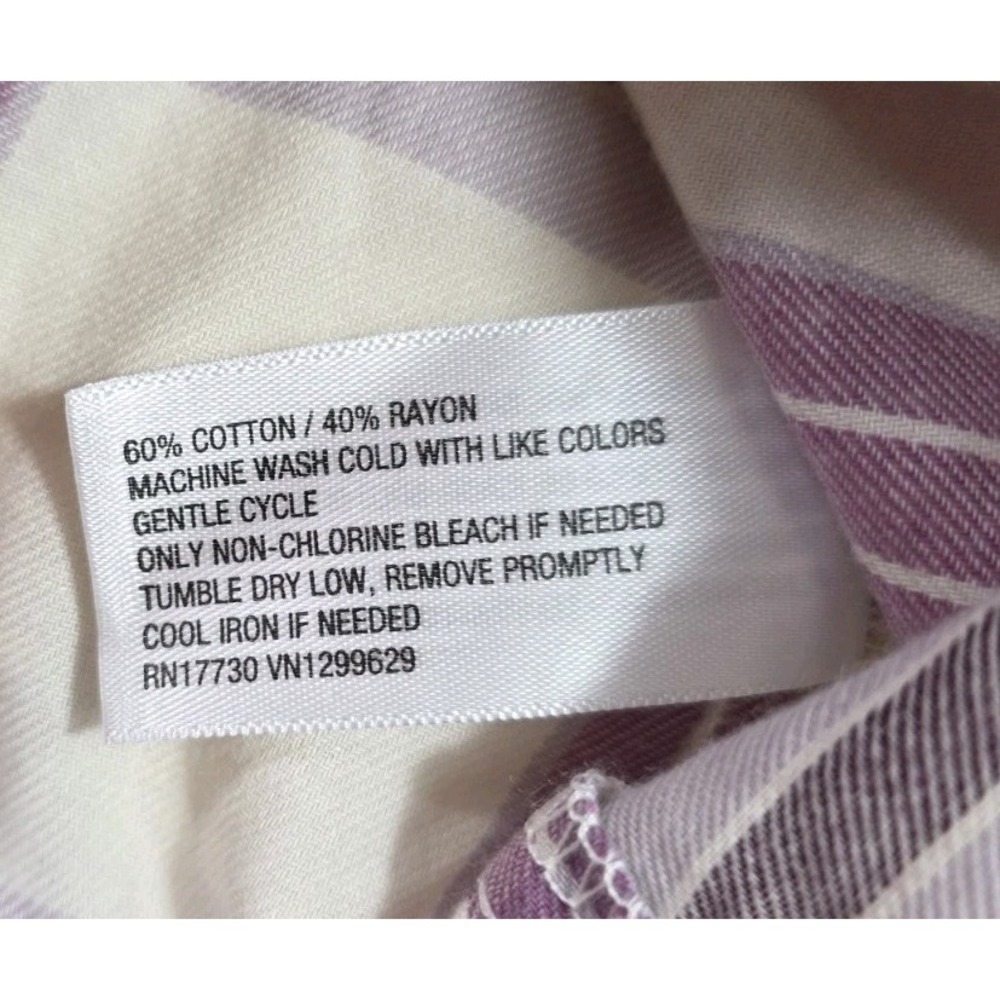 Knox Rose Plaid Button Front Shirt Long Sleeve White Purple Women's XL - Picture 11 of 11